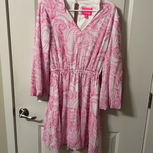 Lilly Pulitzer Pink and White Embroidered Dress